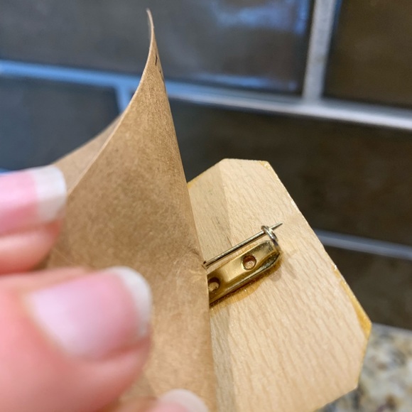 VTG 70’s Handpainted wooden brooch kitschy BOHO Hippie - Picture 4 of 6